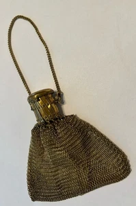 Vintage Chain Mail Gold Metal Mesh Coin Purse Expandable Closure Beggars Purse - Picture 1 of 7