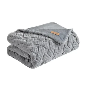 Koolaburra by UGG Crystelle Textured Faux Fur Throw 50" x 70" Wild Dove - Picture 1 of 2