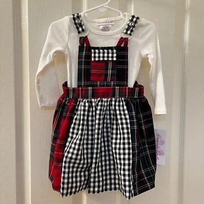 Bonnie Baby Plaid 2-Pc Jumper Dress and Long Sleeve Top Set Girls 18 Months NWT - Image 1 of 4