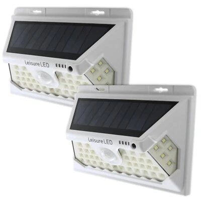 2X LED RV Motion Sensor Solar Exterior Porch Utility Light Fixture 46 LED White - Image 1 of 4