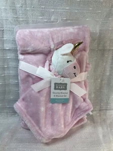 HB Hudson Baby Pink Unicorn Fleece Blanket & Lovey Set 2-Piece NEW 30"x36" NWT - Picture 1 of 13