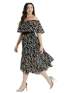 Coast Size 10 Ada Mono Midi DRESS Frilled Bardot Neck Occasion Wedding £149 - Picture 1 of 7