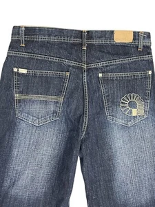 Akademiks Mens Jeans Size 36X29 Blue Denim Embroidered Logo Regular Fit Pockets - Picture 1 of 12