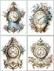 8 Clock Antique Vintage Victorian French glossy blank note card with envelopes