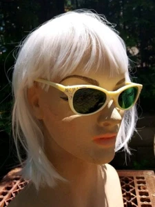 True Vintage Retro Cat Eye Sonnenbrille Strass grüne Gläser Damen 5 1/8" quer - Bild 1 von 16