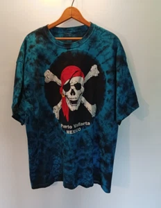 Jolly Rogers Pirate Skull Tie-Dye T-Shirt Puerto Vallarta Mexico Size Large L - Picture 1 of 4