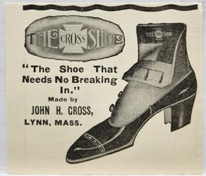 Vintage 1876 John H Cross Shoe Print Ad Man Cave Art Deco Lynn MA - Picture 1 of 1