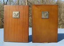Pair Modern Bookends Wood Silvered Bronze Pegasus Rockwell Kent Era