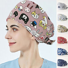 Surgical Scrub Caps Doctor Nurse Cotton Adjustable Head Cover Print Uniform Hats