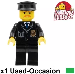 Lego Figurine Minifig city police policier chef casquette badge cty0153 USED - Imagen 1 de 1