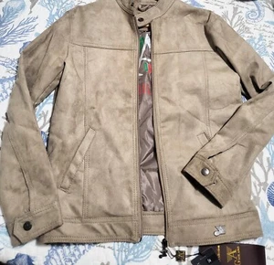 AG Milano Italian Made Suede Leather Jacket Light Brown M Men NWT - Picture 1 of 12