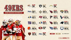 SAN FRANCISCO 49ers 2025 NFL Football Schedule Fridge Magnet 6" x 10" - Picture 1 of 1