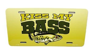 FISHING KISS MY BASS METAL CAR NOVELTY LICENSE PLATE WATERSPORTS AUTO TAG - Picture 1 of 15