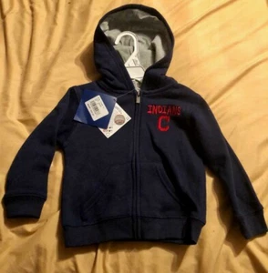 Cleveland Indianer KLEINKIND BESTICKT DURCHGEHENDER REISSVERSCHLUSS MARINEBLAU TASCHEN HOODIE NEU MIT ETIKETT  - Bild 1 von 3