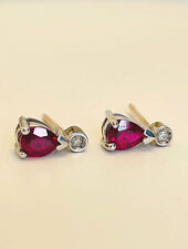 9ct gold ruby and diamond stud earrings