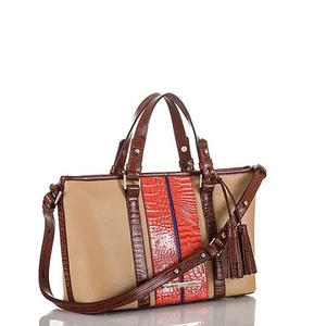 Brahmin Shoulder Satchel Tote Lady vineyard Tri-Texture Leather Cross body M New - Picture 1 of 4