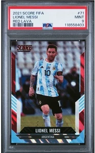 Lionel Messi RED LAVA PSA 9 MINT 2021-2022 Score Panini FIFA Argentina - Foto 1 di 2