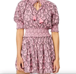 Roller Rabbit Pau Fiorella Mini Abito Fumè Rosa Floreale Donna L Nappe - Q8 - Foto 1 di 8