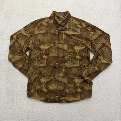 Camisa Cabela's Para Hombre Mediana Marrón Faisán Caza Escena Botón Delantero Algodón Foto 1 de 4