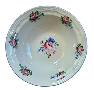 Juego de 4 cuencos de cereal ilimitados de mesa 7 1/8” azul y rosa floral borde azul - Imagen 1 de 3