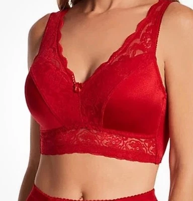 Rhonda Shear Ahh Pin-Up Lace Leisure Bra with Removable Pads, Red, Med. - Image 1 of 2
