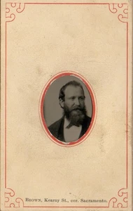 SACRAMENTO, CALIFORNIA, USA TINTYPE CDV PORTRAIT BEARDED MAN #D4383 - Picture 1 of 2