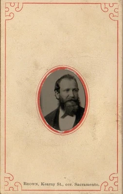 SACRAMENTO, CALIFORNIA, USA TINTYPE CDV PORTRAIT BEARDED MAN #D4383 - Image 1 of 2