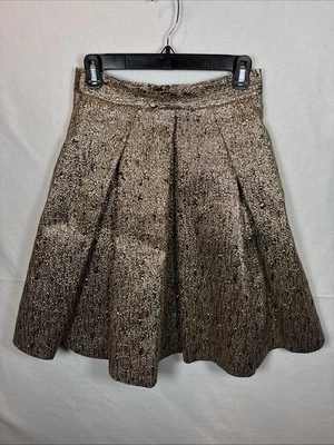 Eliza J Black Gold Metallic Jacquard A-line Skirt Size 2 - Image 1 of 4