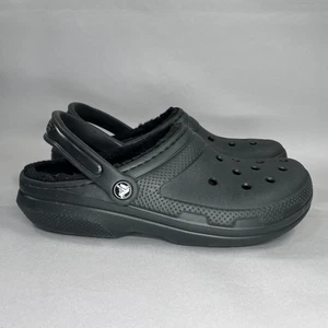 Zoccoli classici Crocs mocassini donna taglia 10 neri foderati in pile isolati slip on - Foto 1 di 13