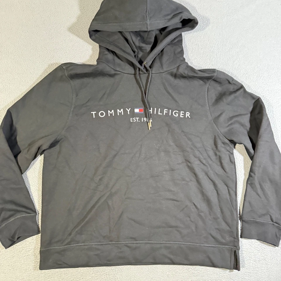 Tommy Hilfiger 女式方格连帽衫运动衫女式 XL 码刺绣标志 — 第 1/4 张图片