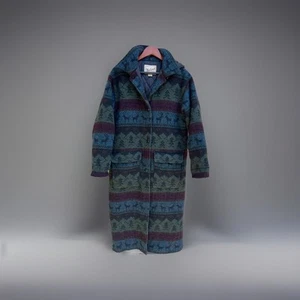 Vintage Woolrich Wool Coat Women Lodge Reindeer Size Medium - Picture 1 of 7