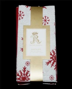 12 Rachel Ashwell Snowflakes on Silver Sparkle White & Solid Red 18 x 18 Napkins - Picture 1 of 1