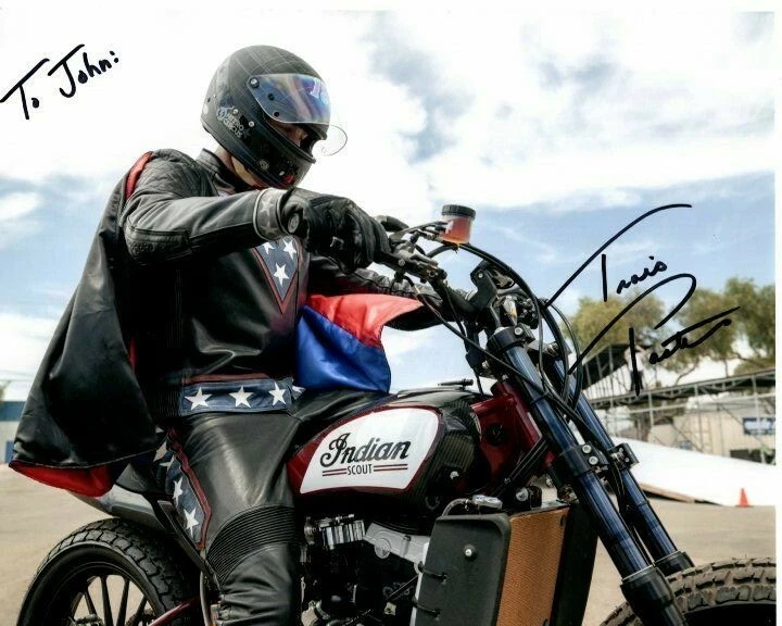 Foto firmada por Travis Pastrana 8x10 KNIEVEL INDIAN SCOUT MOTO - a John Foto 1 de 1