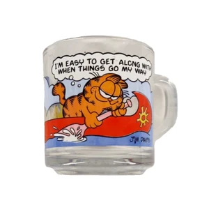 Garfield & Odie McDonald's Glass Mug Handled 1978 I'm Easy To Get Along With - Imagen 1 de 5