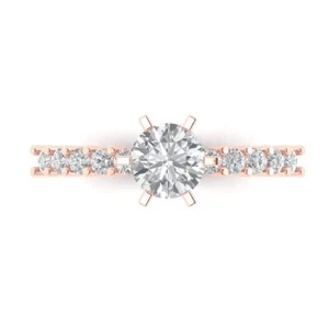 1.05Ct Round Cut VVS1 Zirconia Diamond Designer Ring for Women 14K Rose Gold - Picture 1 of 11