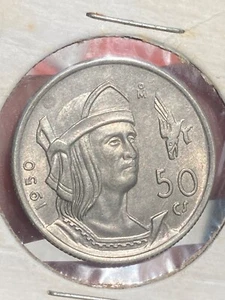 1950 Mexico, 50 Centavos Vintage Silver Coin Cuauhtemoc One Year Type - Picture 1 of 2