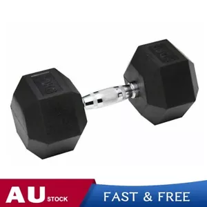 20kg Rubber Hex Dumbbell 1 Piece Gym Weight Fitness Strength Training Exercise - Picture 1 of 11