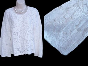 Chico's Ivory White Lace Top Blouse size 0 XS S SUMMER ROMANCE trumpet sl shirt - Picture 1 of 12