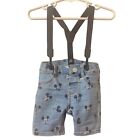 H&M Disney Mickey Mouse Infant 4-6 Month, Denim Shorts with Suspenders