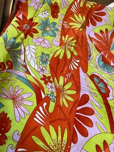 4 yardas + tela de inspiración retro poliéster grande floral lila naranja quemado - Imagen 1 de 5