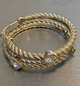 .925 Sterling Silver Hoop Heavy Twisted Rope Designer Judith Ripka Earrings. - Picture 1 of 12