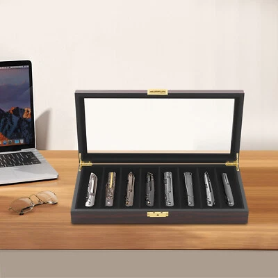 Vitrina de cuchillos negra 8 ranuras cuchillo caja de almacenamiento cuchillo organizador de exhibición NUEVO Foto 1 de 4