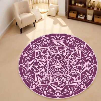 Alfombra geométrica, alfombra de habitación para niños, alfombra de juego mandala, alfombra rosa púrpura, redonda moderna Foto 1 de 4