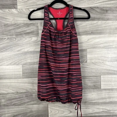 Camiseta sin mangas Athleta para mujer pequeña rosa a rayas sujetador incorporado gimnasio activo para correr Foto 1 de 4