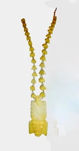 nHALSKETTE GELB ONYX PRIMITIV TRIBAL TIKI ANHÄNGER VINTAGE EICHE SCHMUCK neocurio - Bild 1 von 13