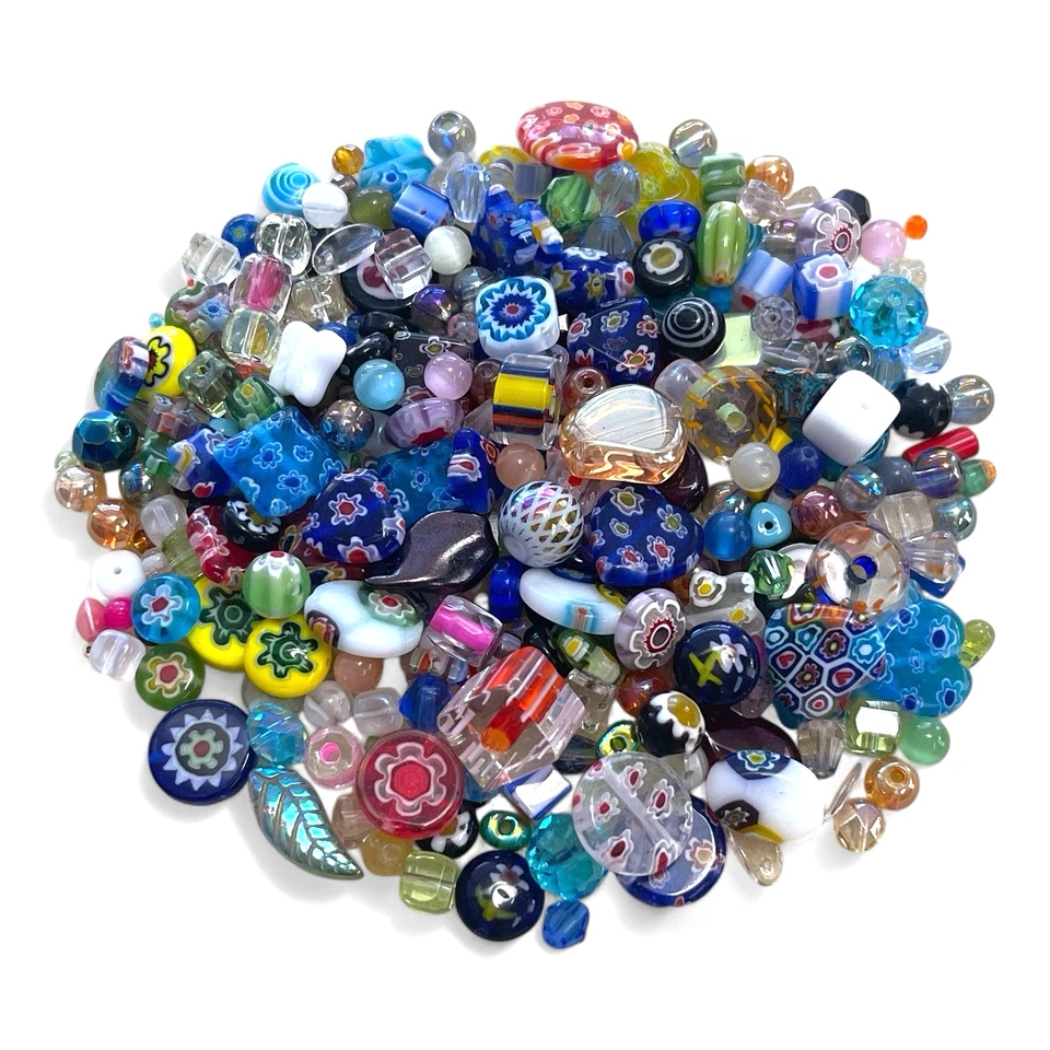 Cuentas de vidrio checo Millefiori a granel de 1/4 lb mezcla de cuentas espaciadoras prensadas pulidas al fuego Foto 1 de 4