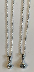 (2) Collares Silvertone (18") circonita cúbica con caja de regalo - Imagen 1 de 2