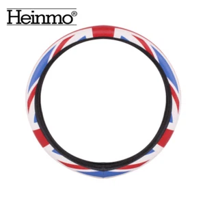 Red Union Jack 38cm Leather Car Steering Wheel Cover Ring Trim For Cooper S F56 - Picture 1 of 6