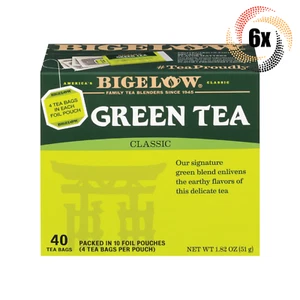 6x Boxes Bigelow Classic Natural Green Tea | 40 Tea Bags Per Box | 1.82oz - Picture 1 of 2