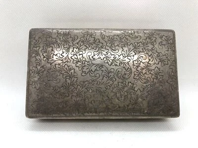 Y4453 CAJA Plata Accesorio Estuche Arabesco Firmado Japón Antiguo Vintage Almacenamiento Foto 1 de 4